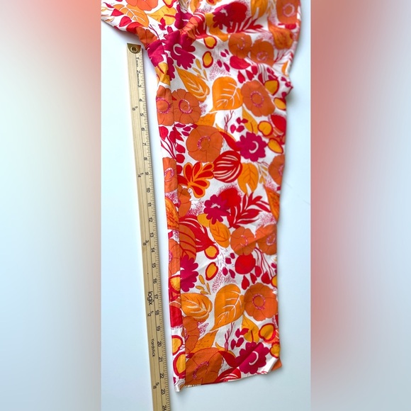 Bob Mackie Art Colorful Orange Red Floral Silk High Rise Cropped Pants Women’s 6 - Picture 4 of 6